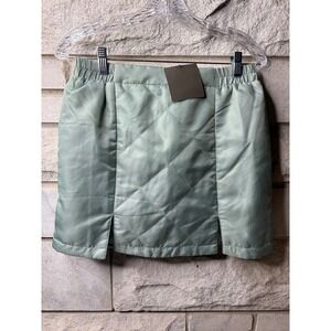 Le Lis Sage Green Quilted Nylon Puffer Mini Skirt‎ MS4545 Large NWT